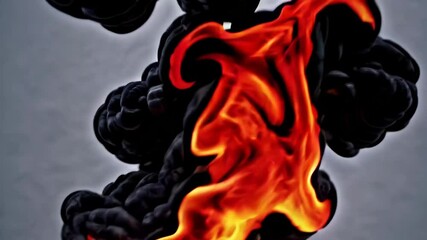 Poster - Black smoke and vibrant flames swirling in contrast, abstract visual art concept