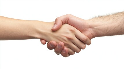 Poster - Close-up of two colleagues shaking hands firmly, symbolizing trust and partnership, professional setting, copy space.