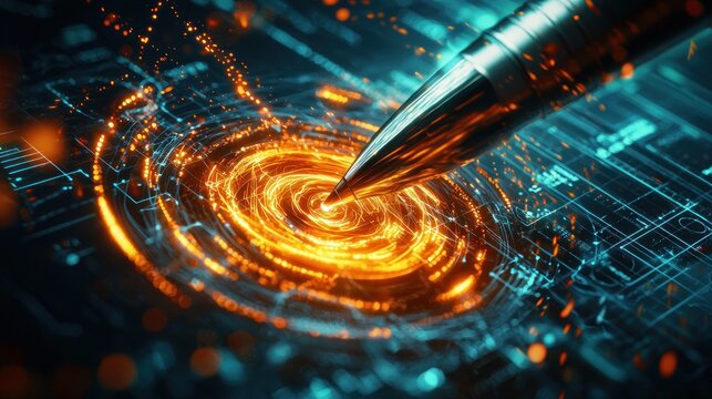 Digital Creation: Pen & Futuristic Interface