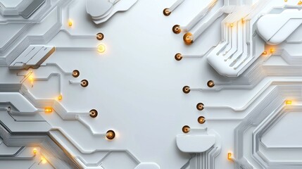 Leinwandbilder - A white background with a circuit board with many lights on it
