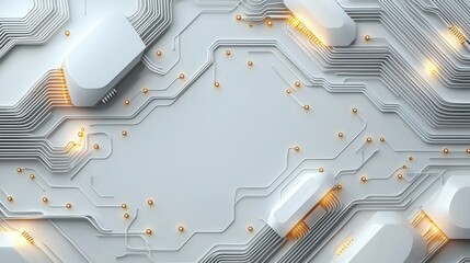 Poster - A white background with a lot of gold and silver lines and shapes