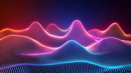 Poster - Vibrant Digital Waves with Colorful Light Patterns in 3D Space