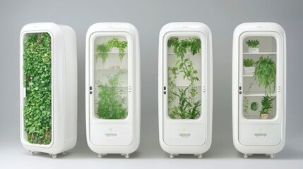 Wall Mural - Modern Indoor Vertical Garden Planters  White Plant Cabinets  Home Greenery System