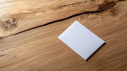 Aufkleber - A white card is sitting on a wooden table