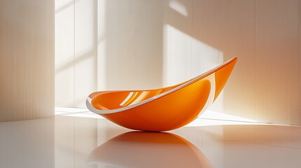 Poster - Modern Orange Lounge Chair with Clean Lines in Bright Interior Space
