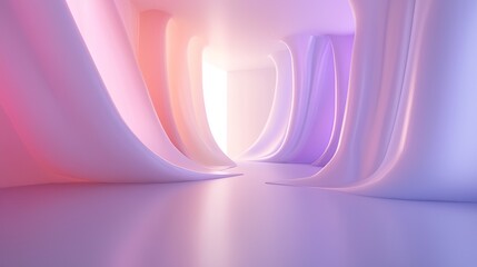 Poster - Abstract Interior Space with Soft Curved Lines and Gentle Lighting