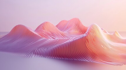 Poster - Abstract Wavy Landscape with Soft Pink and Purple Tones