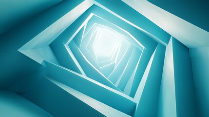 Poster - Abstract Spiral Perspective in Soft Blue Tones with Light Exposure