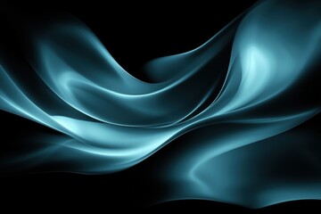Wall Mural - elegant flowing waves of soft blue light on black background