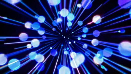 Poster - Abstract blue light trails and particles on a dark background, futuristic technology concept