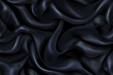 Wall Mural - elegant dark fabric texture with flowing wavy patterns and shadows