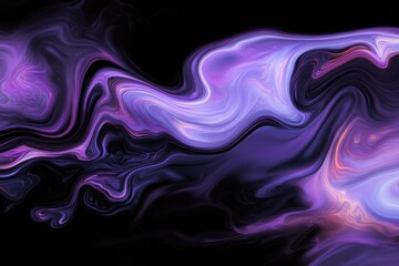 Wall Mural - Abstract Purple Swirl Design with Fluid Patterns on Black Background