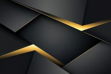 Poster - Abstract Dark and Gold Background with Layered Geometric Shapes