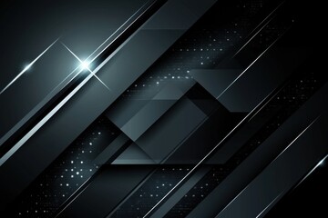 Poster - Abstract Dark Background with Geometric Shapes and Glowing Effects