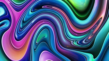 Aufkleber - Abstract colorful fluid swirls in vibrant hues, digital art. Creative modern design concept