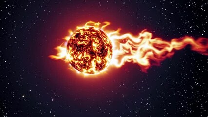 Poster - Fiery meteor in space with starry background, cosmic phenomenon concept