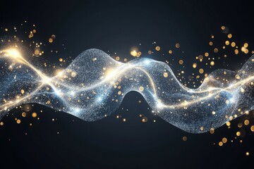 Wall Mural - abstract glitter waves with shimmering lights on dark background