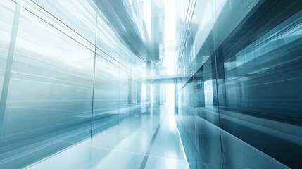 Poster - Futuristic Abstract Interior with Glowing Light and Glass Elements