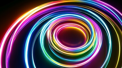 Poster - Vibrant Swirls of Colorful Light on a Dark Background for Abstract Art