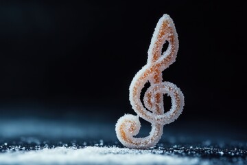 Wall Mural - Sugared treble clef sparkles against a dark and cool backdrop