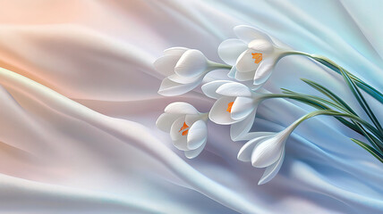 Wall Mural - fresh snowdrops and crocus spring greeting card for a joyful season