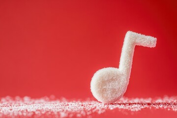 Poster - Sugary white musical note stands against a vibrant red backdrop