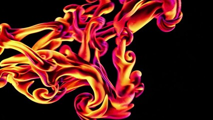 Aufkleber - Vibrant swirling flames on black background, abstract energy and movement concept