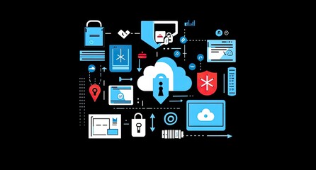 Poster - Secure Cloud Network on Dark Background