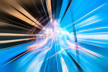 Aufkleber - Abstract business concept of fast growth in Hong Kong, visualized with dynamic motion lines and upward arrows.