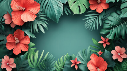 Wall Mural - international women’s day march 8th with a beautiful frame of flowers and leaves