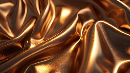 Poster - Luxurious golden fabric with smooth, shiny texture and elegant folds. rich color and sheen create sense of opulence and warmth, perfect for various design applications