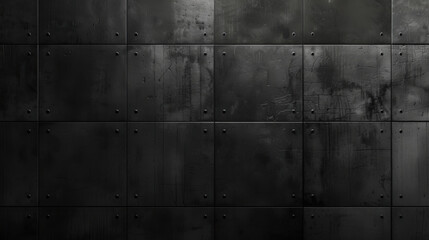 Poster - Dark textured metal wall with rivets, ideal for industrial backgrounds