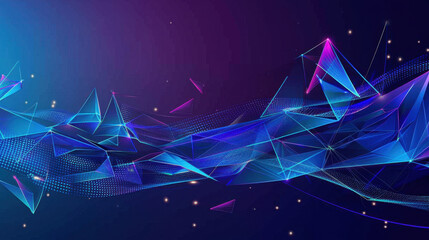 Aufkleber - abstract digital background with vibrant blue and purple geometric shapes and light effects, creatin