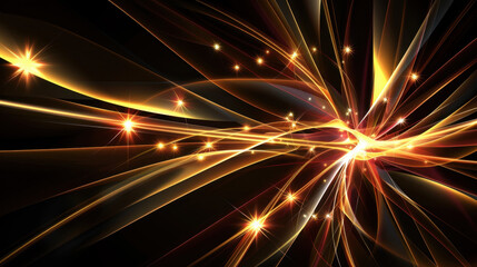 Aufkleber - vibrant abstract light trails with glowing stars on dark background, creating dynamic and energetic 