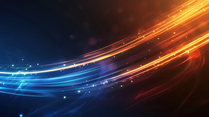 Aufkleber - abstract light trails in blue and orange colors create dynamic background, evoking energy and moveme