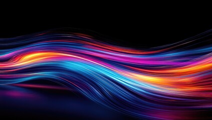 Aufkleber - Abstract vibrant color waves on a dark background
