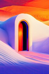 Aufkleber - Abstract archway in vibrant desert landscape