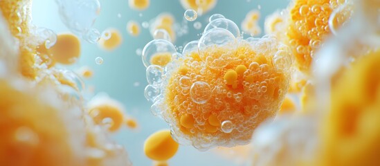 Poster - Orange Cells in Liquid with Bubbles