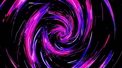 Poster - vibrant pink and purple swirl on black background, abstract digital art. futuristic design and artistic concept
