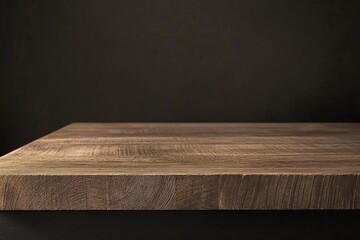 Poster - Empty wooden table top, dark background, studio setting, product display