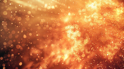 Poster - bright golden particles create stunning abstract background, evoking warmth and energy. shimmering e