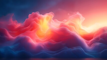 Poster - abstract ethereal landscape with vibrant colors and fluid formations
