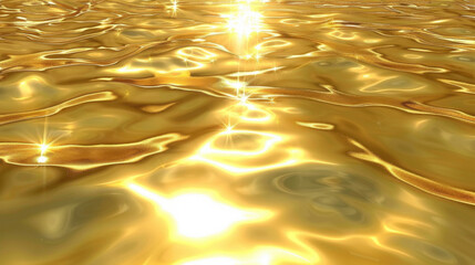 Poster - Golden water surface reflecting light, creating shimmering effect. vibrant hues and sparkling reflections evoke sense of luxury and tranquility