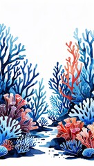 Sticker - Coral Gardens Under the Sea watercolor in Marine & Seascapes on plain white background