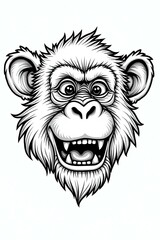 Sticker - stunning illustration of monkey face drawing layout for coloring sheet