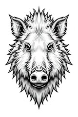 Sticker - stunning illustration of boar face drawing layout for coloring sheet