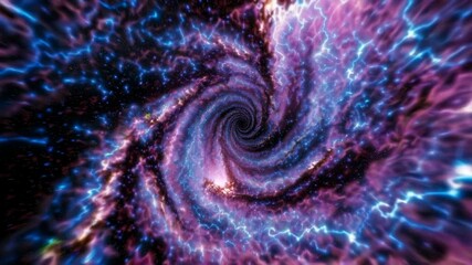 Poster - Spiral galaxy with vibrant colors and energy, cosmic vortex. space and universe concept