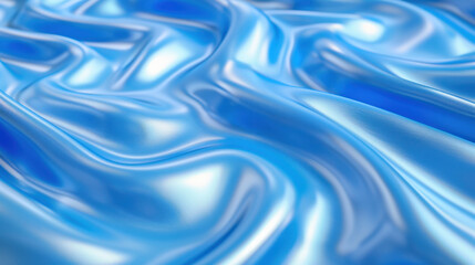 Poster - smooth blue fabric with shiny, reflective surface, creating flowing texture. light plays off curves,
