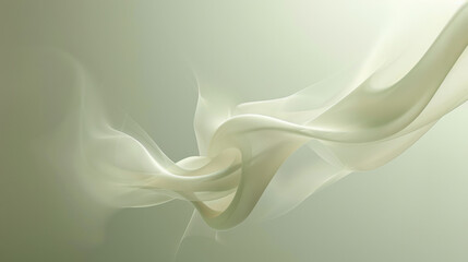 Poster - abstract flowing smoke in soft green tones, creating serene atmosphere. gentle curves and wisps evok