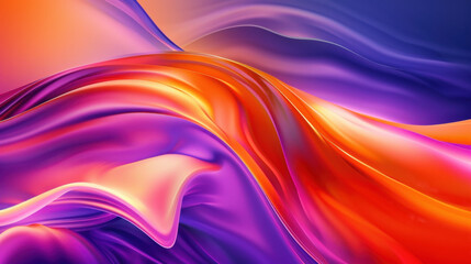 Poster - vibrant abstract waves in orange, purple, and pink create dynamic visual flow. smooth gradients evok